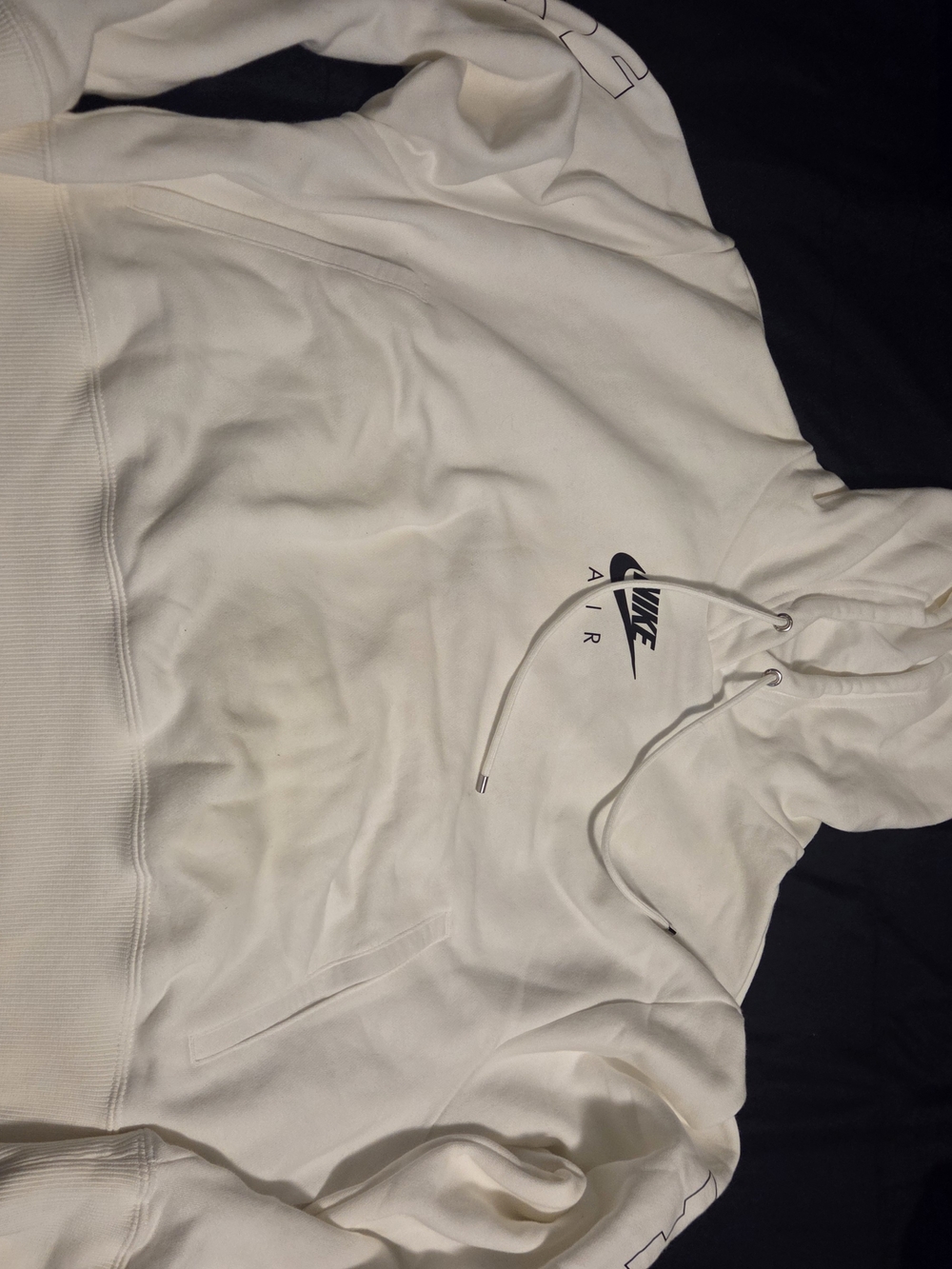 Nike Air Women's Cream Crop Hoodie with Black Logo